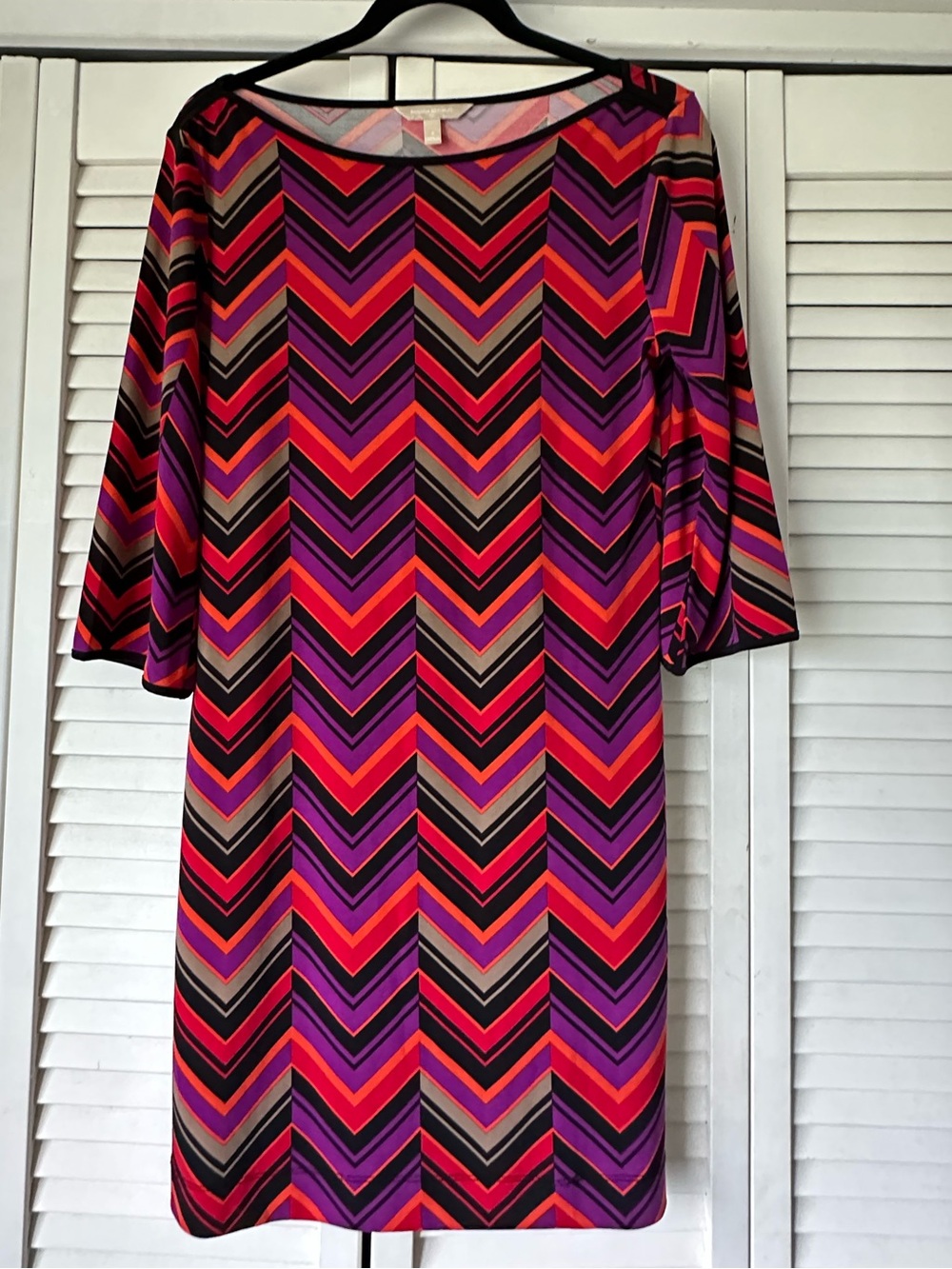 Banana Republic Chevron Midi Dress in Pink, Purple & Black